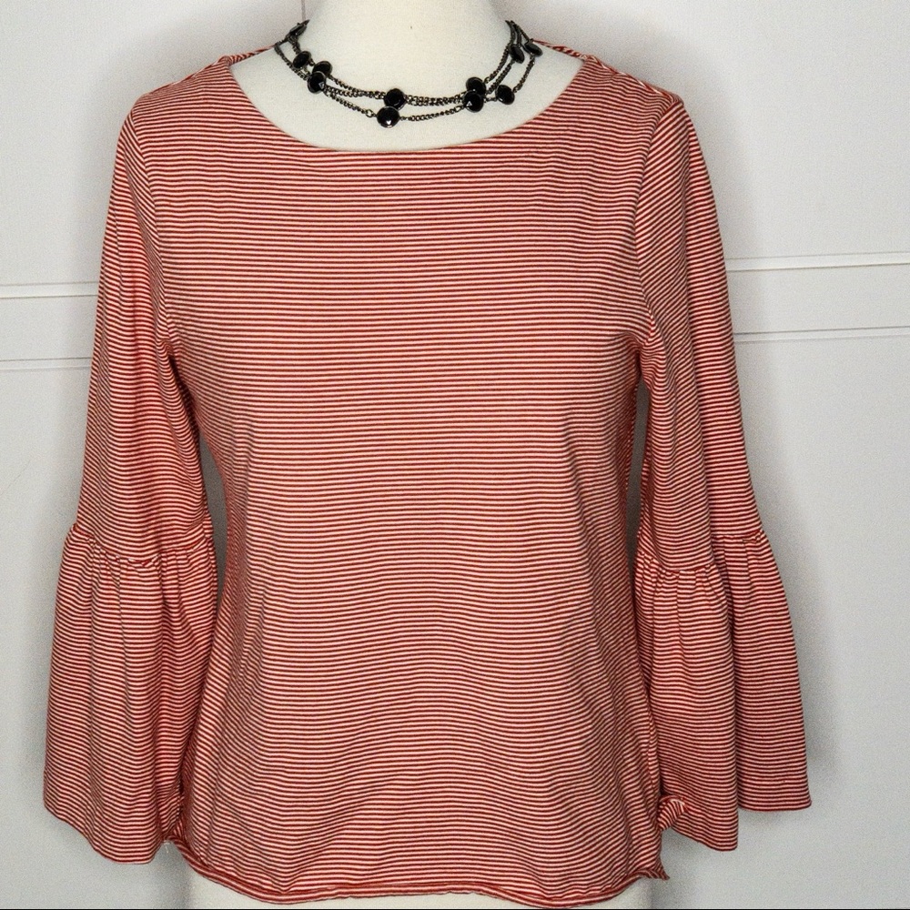 J.Crew | Red StripeT-Shirt W/ Bell Sleeves